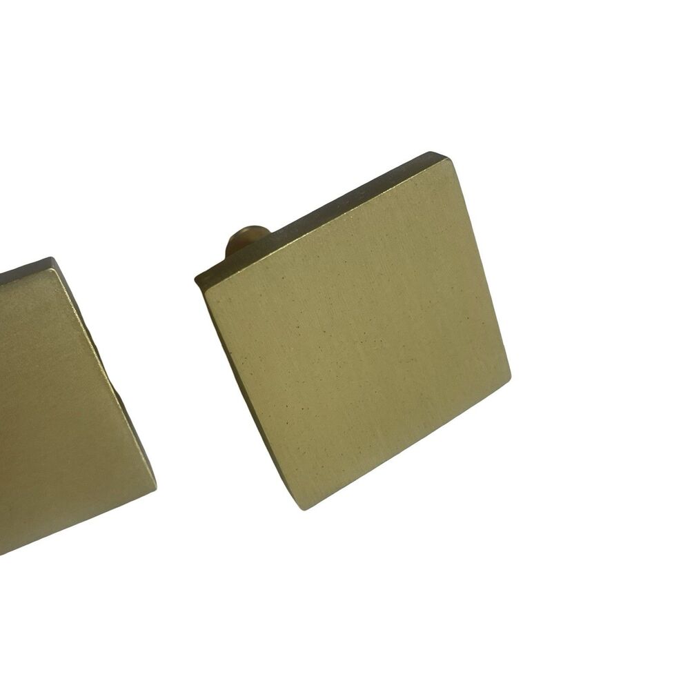 Set of 8 Square Gold Solid Brass Cabinet Knob Drawer Pulls Closet Modern